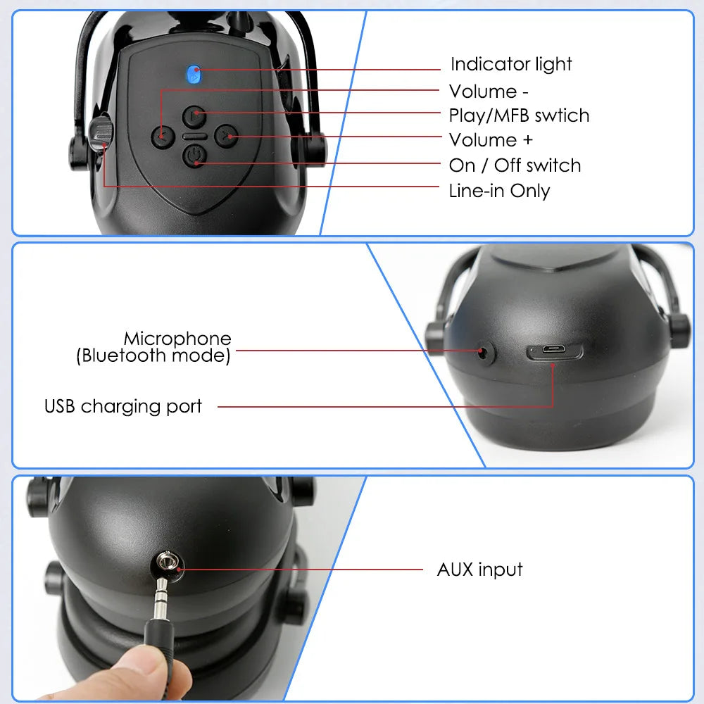 Protetor Auricular com Fone de Ouvido Bluetooth Aolamegs — Proteção e Música em Um Só Produto!