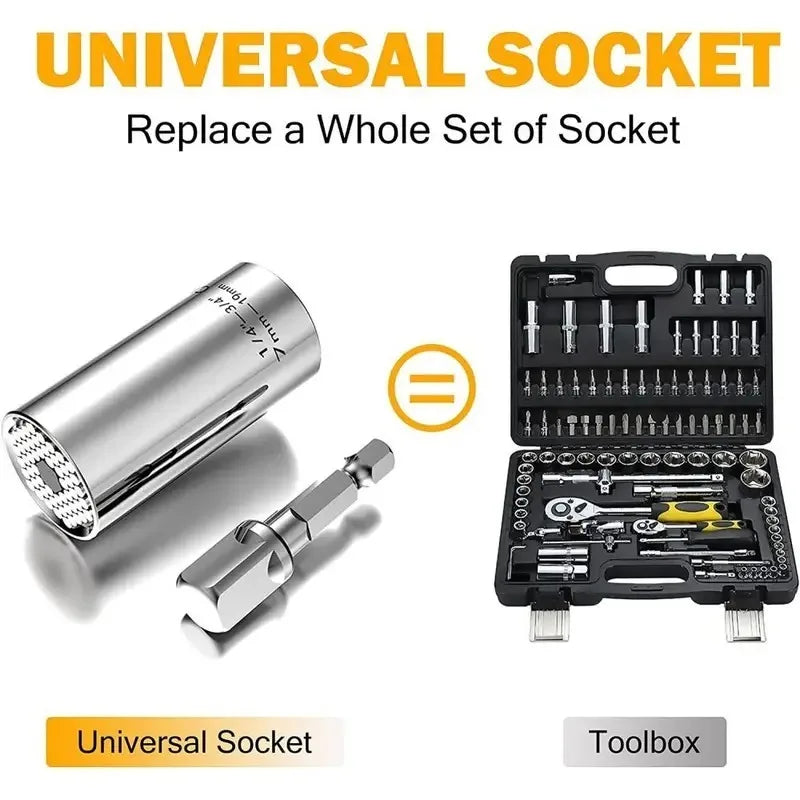 Universal Socket Wrench Head Set Sleeve Gadget 7-19mm Power Drill Adapter Spanner Key Nut Magic Grip Multi Hand Tools multitool