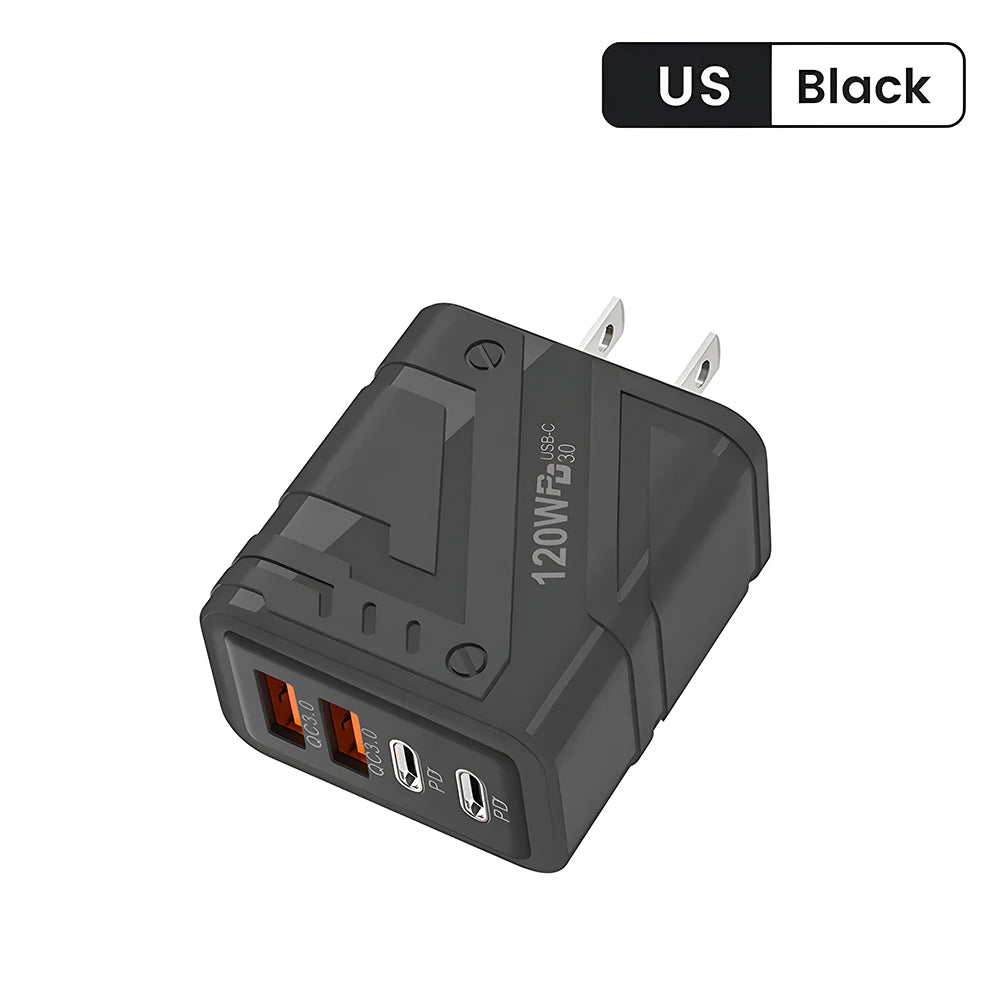 Carregador Inteligente com 4 Entradas USB – 120W de Potência, Carregamento Rápido e Seguro