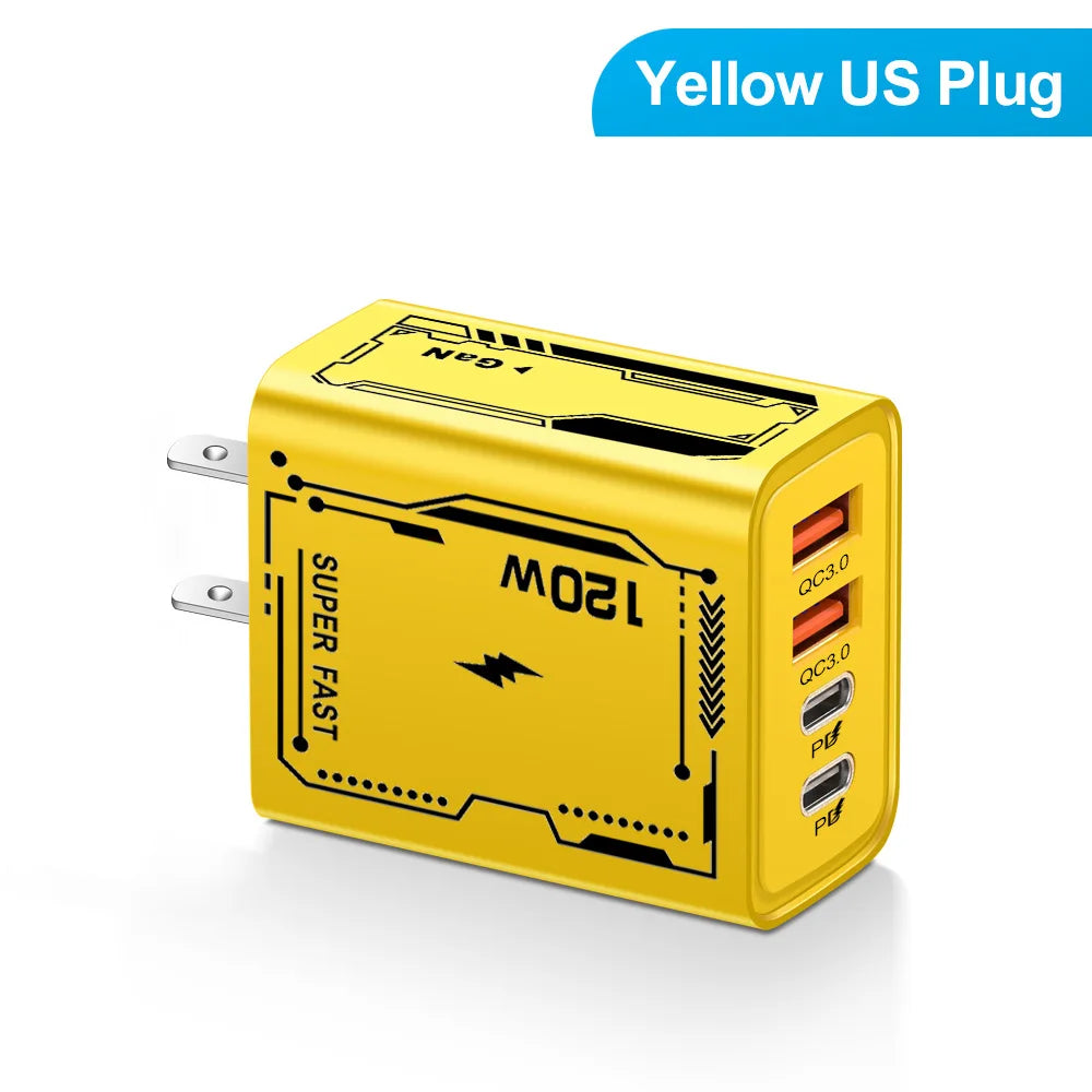 Carregador Inteligente com 4 Entradas USB – 120W de Potência, Carregamento Rápido e Seguro