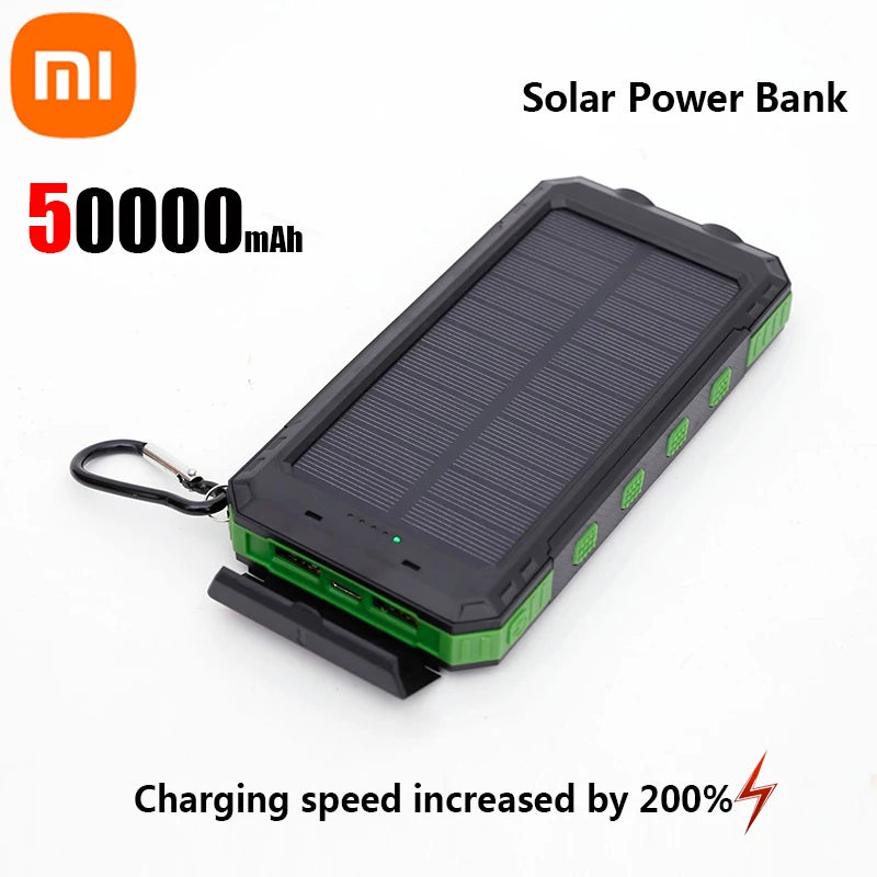 Solar Power Bank 200000mAh — Energia Portátil com Painel Solar, Lanterna e Carregador Tudo em 1