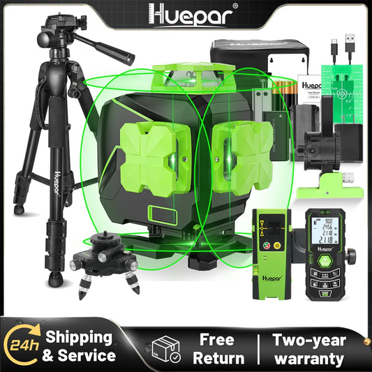 Nível a Laser Huepar S04CG-LC — 16 Linhas 4D com Detector e Tripé