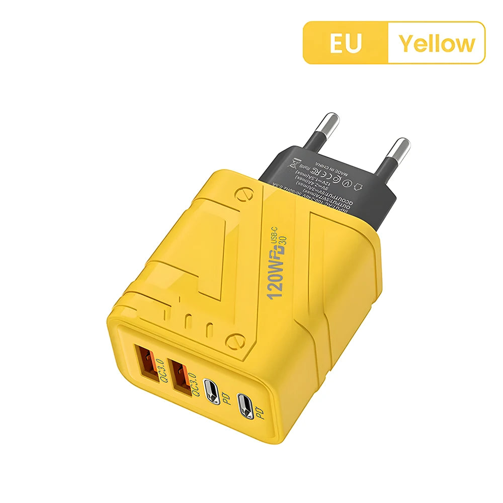 Carregador Inteligente com 4 Entradas USB – 120W de Potência, Carregamento Rápido e Seguro
