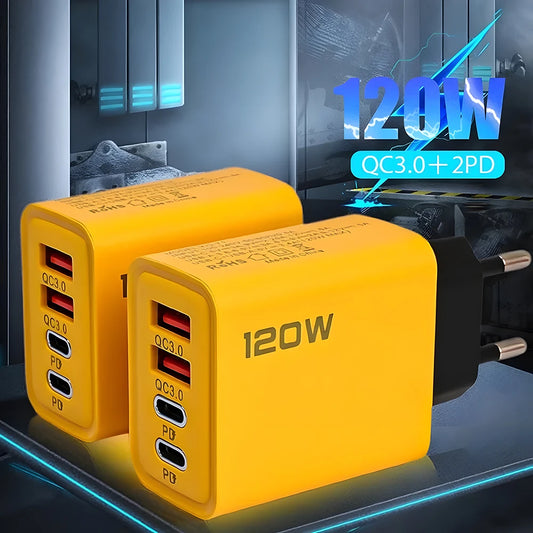 Carregador Inteligente com 4 Entradas USB – 120W de Potência, Carregamento Rápido e Seguro