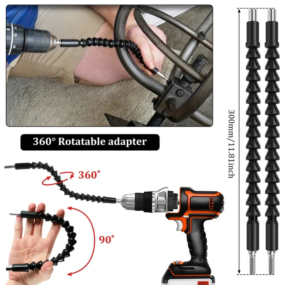 Kit Completo de Extensões e Adaptadores para Furadeira – Flexível, Rotativo e Multifuncional!