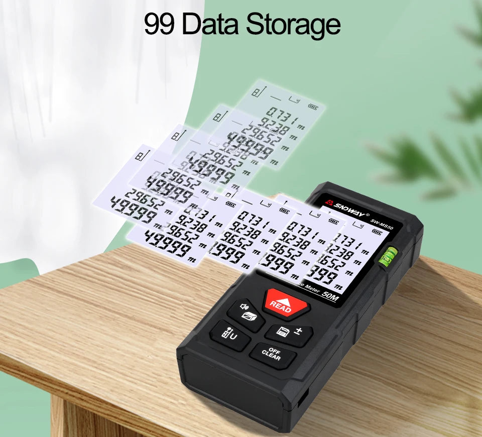 SNDWAY Laser Distance Meter 50m 70m 100m 120m Rangefinder Digital Range Finder Trena Roulette Ruler Distance Measuring Tape