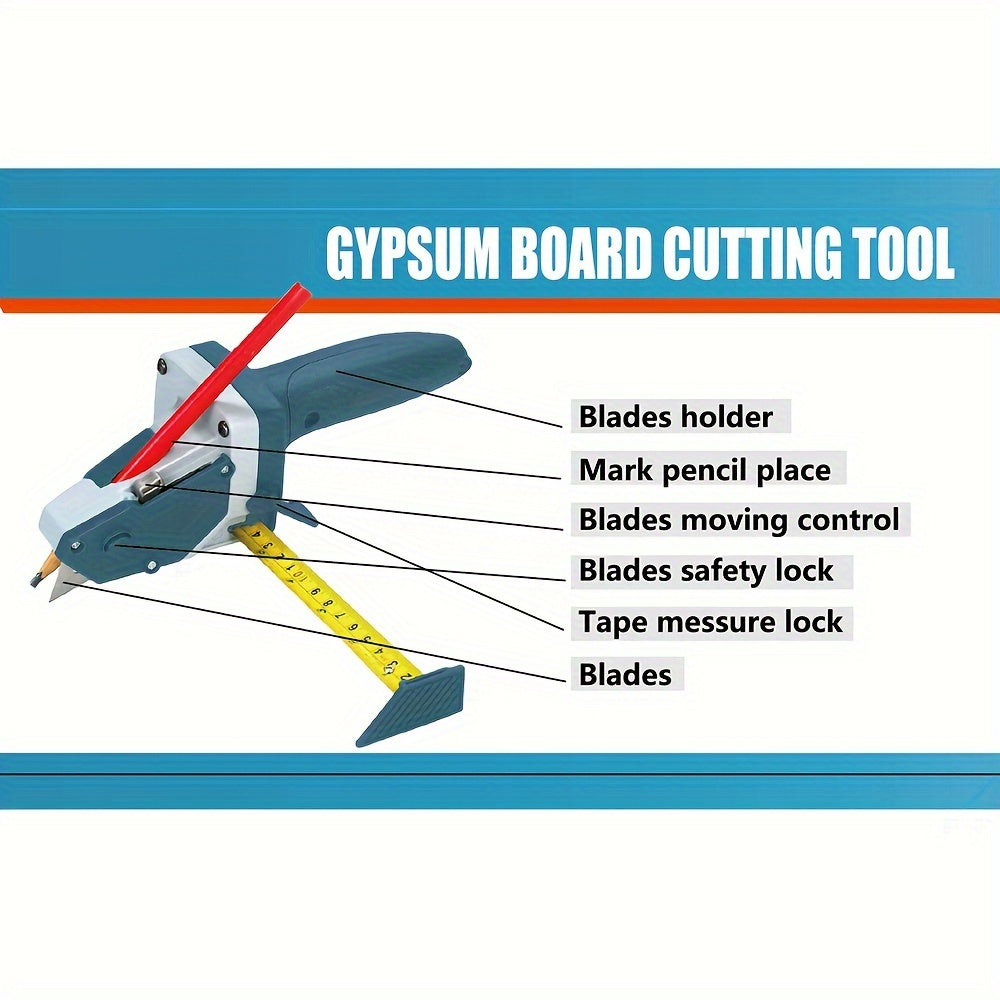 Kit Profissional Cortador Multi‑Material – Drywall Cutter com Trena 5 m, Alumínio + TPR e Lâminas para DIY e Profissionais