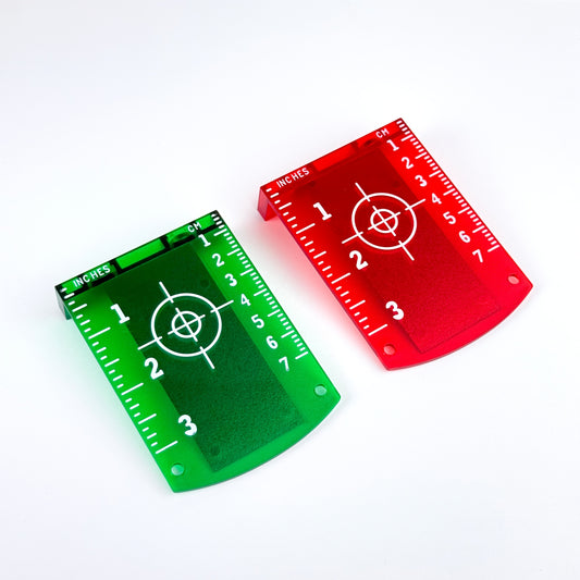 Laser Target | Laser Level Magnetic Target | Laser Level Accessories | Reflective Board with Green and Red Light | Top with Magnet, Adhesive to Metal Steel Surface | Centimeter and Inch Scale Markings | DIY Tool, Suitable for