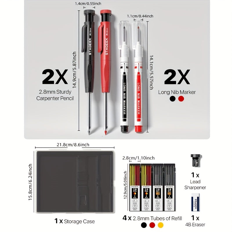 Kit Profissional de Lápis de Carpinteiro STGAEEK – Precisão, Resistência e Durabilidade em Cada Traço!